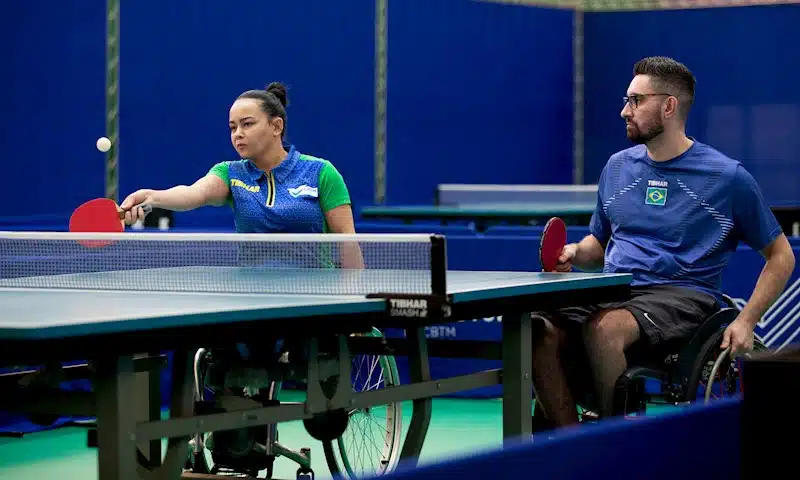 Na imagem, Marliane Santos e Fábio Silva buscam mais medalhas para o Brasil na Coreia do Sul.