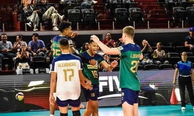 Na imagem, comemoração dos jogadores do Brasil.