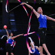 Conjunto do Brasil no treino de pódio do Mundial de ginástica rítmica em Valência na Espanha