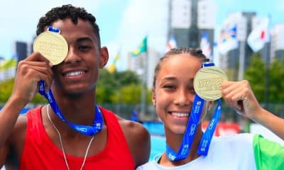 Amanda Miranda da Silva e Carlos Eduardo Lara Domingos conquistaram o ouro no Brasileiro sub-18 de atletismo neste sábado (Foto: Divulgação/CBAt)