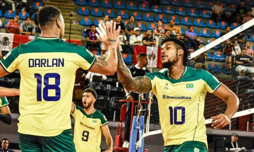 Vitória do Brasil sobre a República Dominicana pela Copa Pan-Americana (Reprodução/Twitter/@volei)