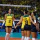 Diana comemora ponto no jogo Brasil e Chile pelo Sul-Americano de vôlei feminino