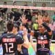 Jogadoras do Sesi Bauru comemoram ponto em estreia no Campeonato Paulista de Vôlei feminino contra o Pinheriso
