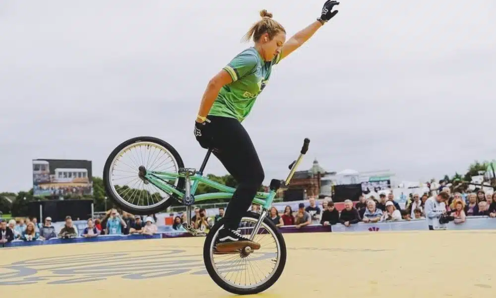 Letícia Moda em ação no BMX Flatland do Mundial de Ciclismo