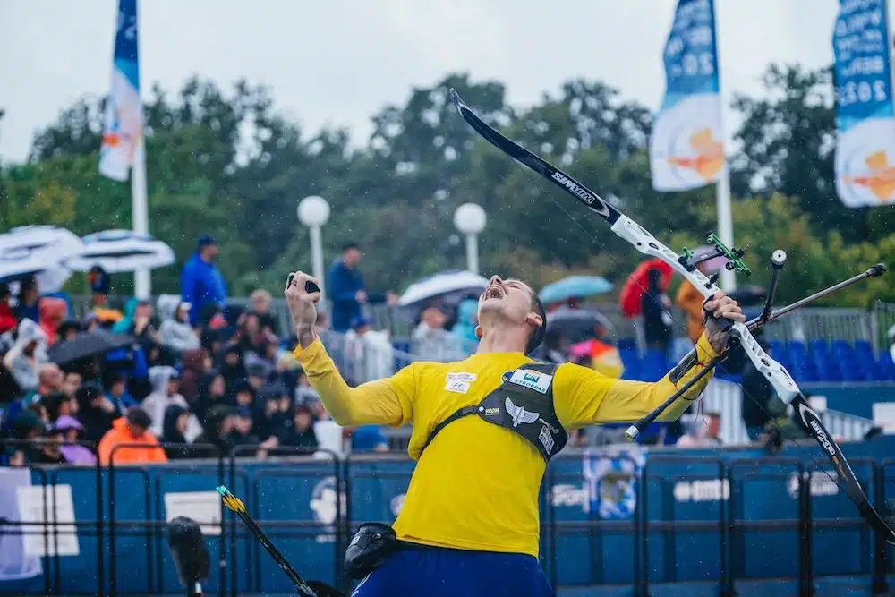 corrida olímpica para paris-2024 Marcus D'almeida bronze no campeonato mundial de tiro com arco em berlim para os jogos olímpicos de paris 2024