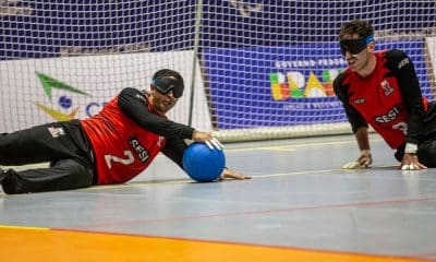 Equipe do Sesi-SP em ação no Brasileiro de goalball (Taba Benedicto/CBDV)