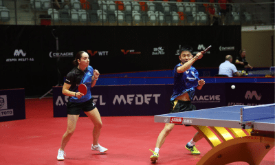 Eric Jouti e Izabela Lupulesku em ação no WTT Feeder de Panagyurishte