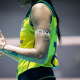 Jogadora do Brasil no aquecimento para o duelo contra a Turquia pelo pré-olímpico de vôlei feminino