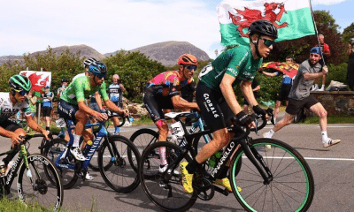 Nicolas Sessler em ação na Volta da Grã-Bretanha de ciclismo estrada; Vinicius Rangel
