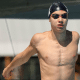 Pedro Sansone concentrado antes da prova dos 100m livre no Mundial Júnior de natação