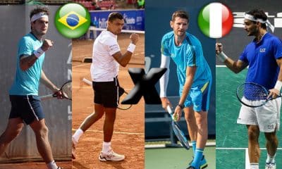 Na imagem, os dois Thiago (Wild e Monteiro) contra os dois italianos (Vavassori e Fognini).