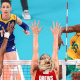 Fernanda Garay ataca sobre o bloqueio na final dos Jogos Olímpicos Tóquio-2020 vôlei