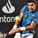 Thiago Monteiro em ação no Challenger de Gênova na Itália