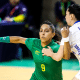 Ana Paula Rodrigues segura a bola enquanto é marcada por chilena. Ela representará o Brasil no handebol dos Jogos Pan-Americanos de Santiago-2023 (Gaspar Nobrega/COB)