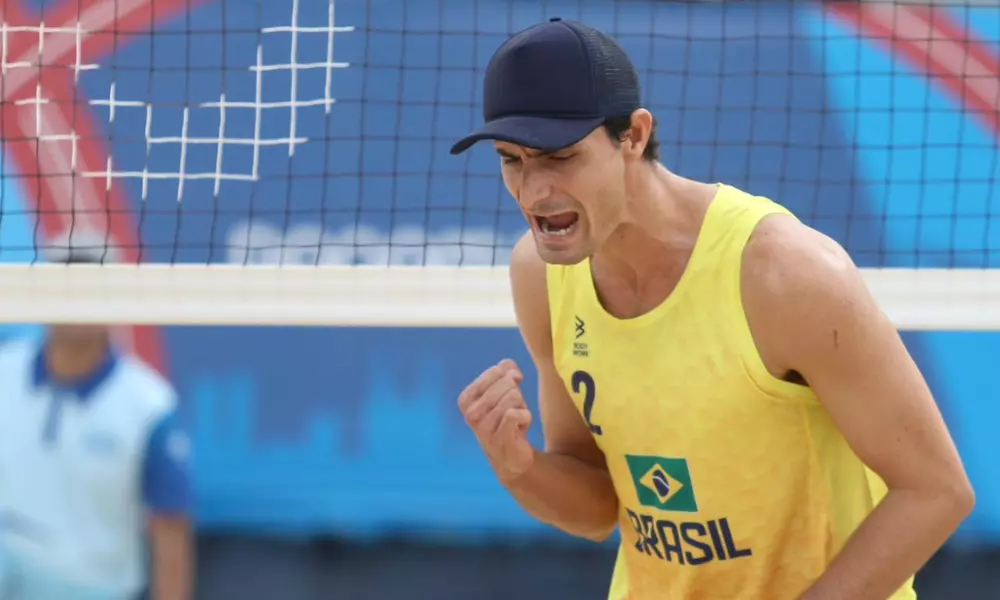 André vibra após ponto na semifinal dos Jogos Pan-Americanos de Santiago-2023