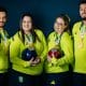 Marcelo Suartz, Roberta Rodrigues, Stephanie Martins e Bruno Costa representaram a Seleção Brasileiro de Boliche nos Pan-Americano de Santiago (Foto: Miriam Jeske/ COB)