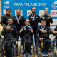 Atletas brasileiros de tênis de mesa paralímpico com medalhas no peito após conquistas no Aberto Fa20 da Finlândia