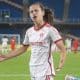 Comemoração da uruguaia Belén Aquino, na vitória do Internacional sobre o América de Cali pela Libertadores Feminina (Reprodução/X/@GuriasColoradas)