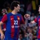 Brasileiro Thiagus Petrus (camisa 22), jogador do Barcelona na vitória do clube pela Liga dos Campeões (Reprodução/X/@FCBhandbol)