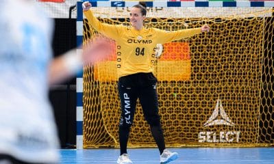 Na imagem, Gabriela Moreschi vibrando após uma de suas defesas.