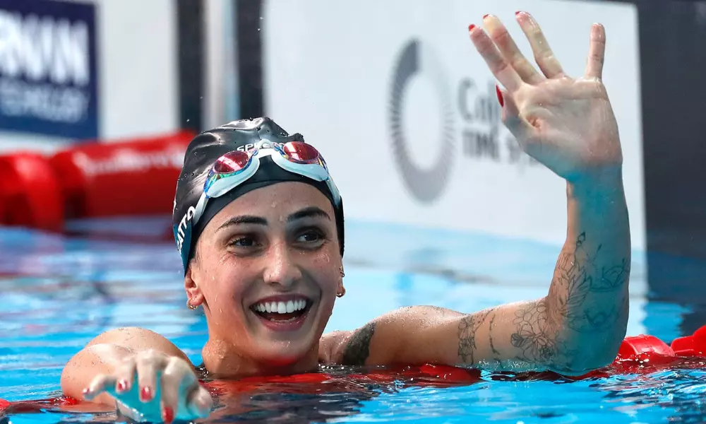 Gabrielle Roncatto após final do 400m medley dos Jogos Pan-Americanos de Santiago-2023
