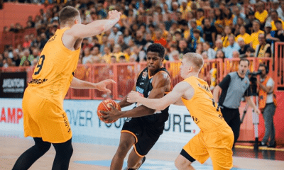 Georginho de Paula em partida do Ulm pela liga alemã de basquete