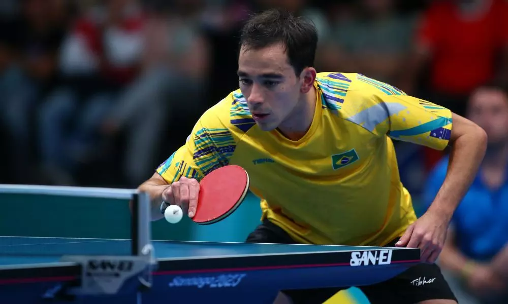 Hugo Calderano no torneio de simples dos Jogos Pan-Americanos de Santiago-2023