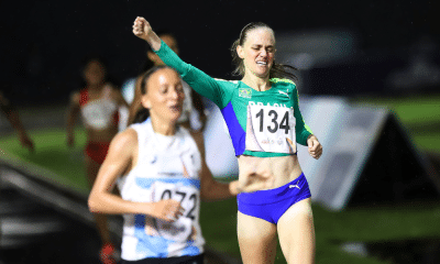 Jaqueline Weber durante prova da milha em que bateu recorde no Mundial de Corrida de Rua