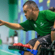 Maciel Santos em ação durante treino. Ele medalhou na Copa do Mundo de bocha em Portugal, assim como Andreza Oliveira e José Carlos Chagas