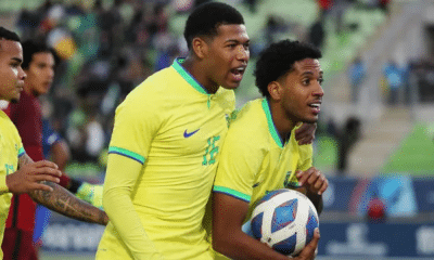 Miranda comemora gol em Brasil x EUA, pelo Pan de Santiago (Foto Manuel Lema OlguinSantiago 2023)