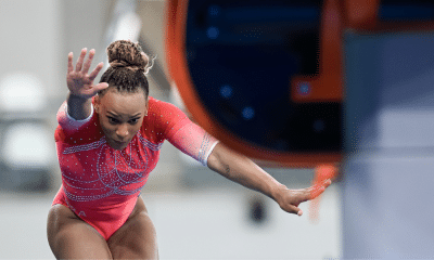 Rebeca Andrade compete no salto nos Jogos Pan-Americanos Santiago-2023. Ela vai tentar o ouro nos Jogos Olímpicos Paris-2024