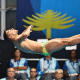 Rafael Fogaça durante execução nos saltos ornamentais dos Jogos Pan-Americanos de Santiago-2023
