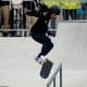 Rayssa Leal faz manobra na final do street feminino dos Jogos Pan-Americanos de Santiago-2023. Ela está na final do Mundial de skate street