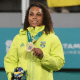 Samanta Soares com a medalha de ouro no peito nos Jogos Pan-Americanos de Santiago-2023