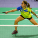 Samia Lima em partida de badminton