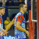 Théo Lopes em partida do Arcada Galati pela Champions League de Vôlei masculino