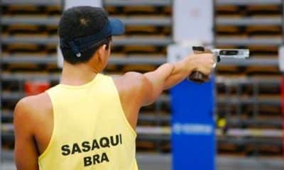 Gabriel Sasaqui em laser run do pentatlo moderno nos jogos pan-americanos (Foto: Divulgação)