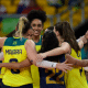 Brasil comemora ponto contra Porto Rico nos Jogos Pan-Americanos Santiago-2023