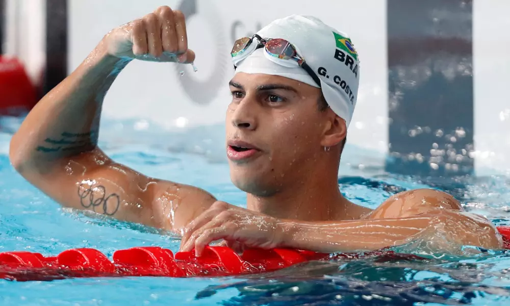 Guilherme Costa comemora o ouro nos 400m livre nos Jogos Pan-Americanos