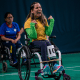 Andreza Vitória de Oliveira durante disputa da bocha no Parapan de Santiago-2023; Maciel Santos, Evelyn Oliveira e Mateus Carvalho também triunfaram