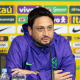 Arthur Elias em coletiva de imprensa durante convocação da seleção brasileira de futebol feminino