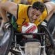 Na imagem, jogador do Brasil no esforço para converter um try.