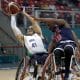 Partida entre Brasil e Estados Unidos, válida pela estreia do basquete em CR no Parapan de Santiago (Foto: Felipe Poga/ Parapan-Americanos Santiago-2023 via Photosport)