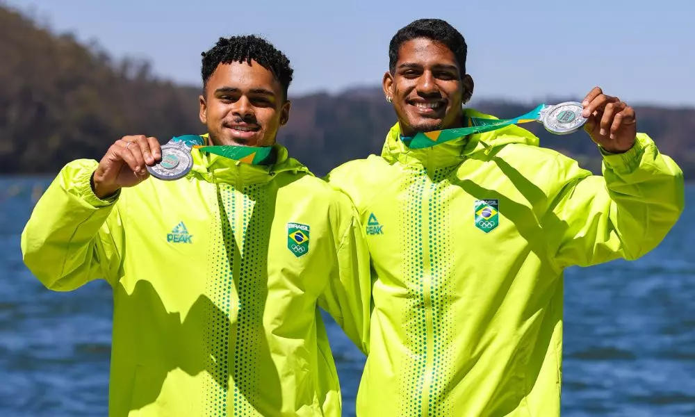 Brasileiros Filipe Vieira e Evandilson Neto, medalhistas de prata no Pan de Santiago (William Lucas/COB)