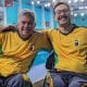 Brasileiros Guilherme Marcião e Iranildo Espíndola, uma das duplas medalhista de ouro no tênis de mesa em Santiago (Gabriel Mayr/CBTM)