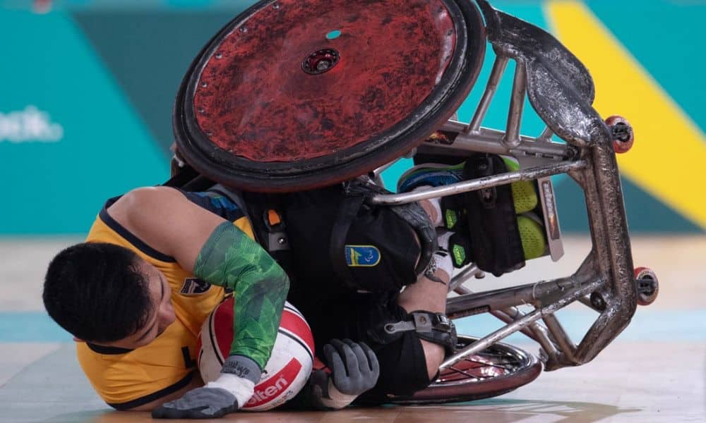 Confronto entre Brasil e Canadá, válido pelo rúgbi em CR no Parapan de Santiago (Douglas Magno/CPB)