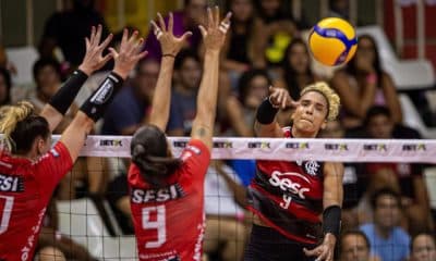 Jogo entre Sesc Flamengo e Sesi Bauru, válido pela Superliga Feminina de vôlei (Paula Reis/CRF)