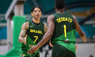 Tabela da Eliminatórias da AmeriCup de basquete masculino Didi Louzada em partida Brasil x México do basquete masculino dos Jogos Pan-Americanos de Santiago-2023
