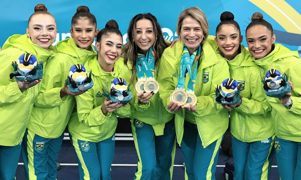 Equipe de ginástica rítmica nos jogos pan-americanos de santiago-2023