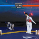 Gabriela Mello no chão, após lesão na Copa do Mundo por equipes do taekwondo